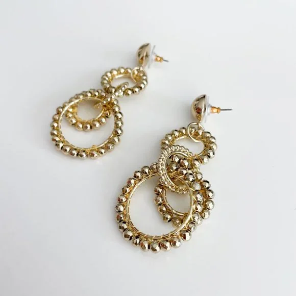J. Crew Factory Beaded Interlocking Hoop Earrings (Gold Multi) - Picture 2 of 2